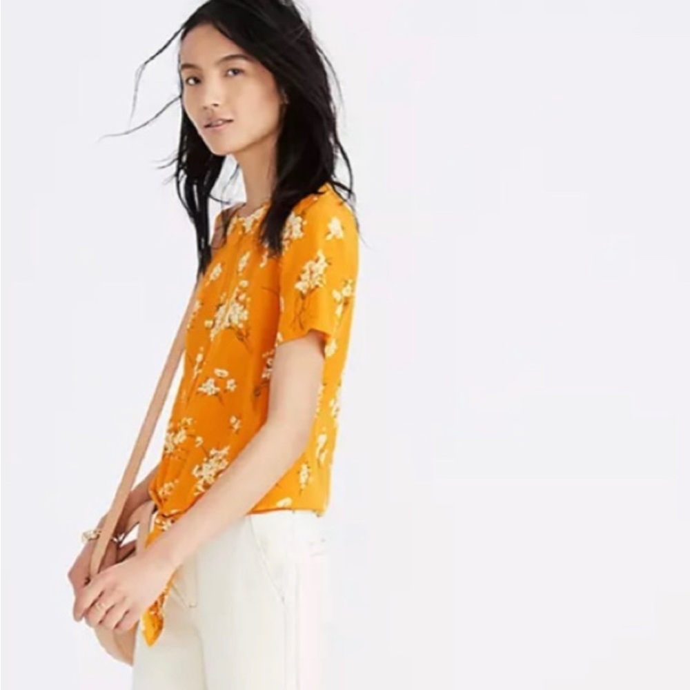 Madewell silk floral shirt blouse top medium